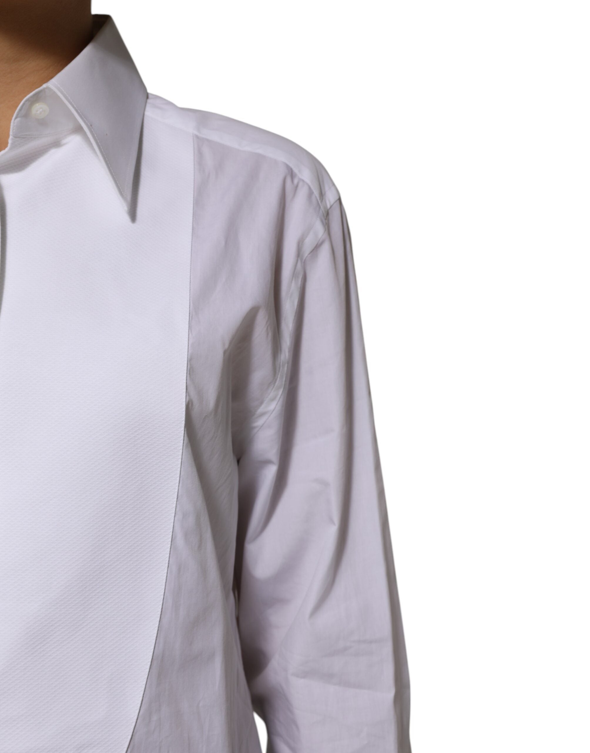 White Cotton Collared Long Sleeves Shirt Top