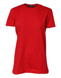 Red Cotton Short Sleeves Crew Neck Top T-shirt