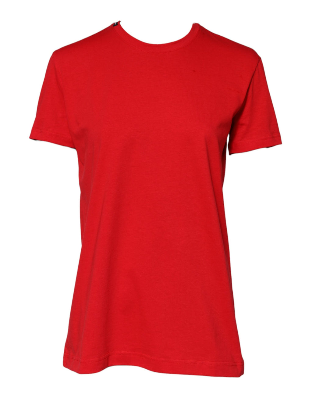Red Plain Short Sleeves Crew Neck Top T-shirt