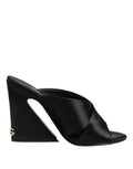 Black Logo KEIRA Satin Slides Sandals Shoes