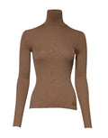 Brown Knit Long Sleeves Turtleneck Sweater