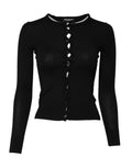 Black STAFF Round Neck Cardigan Sweater