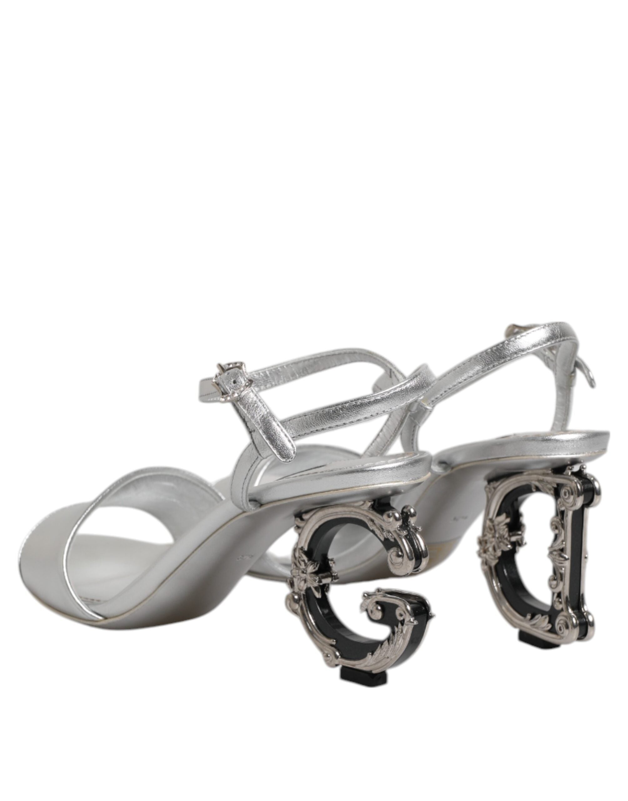 Silver KEIRA Heels Ankle Strap Sandals Shoes
