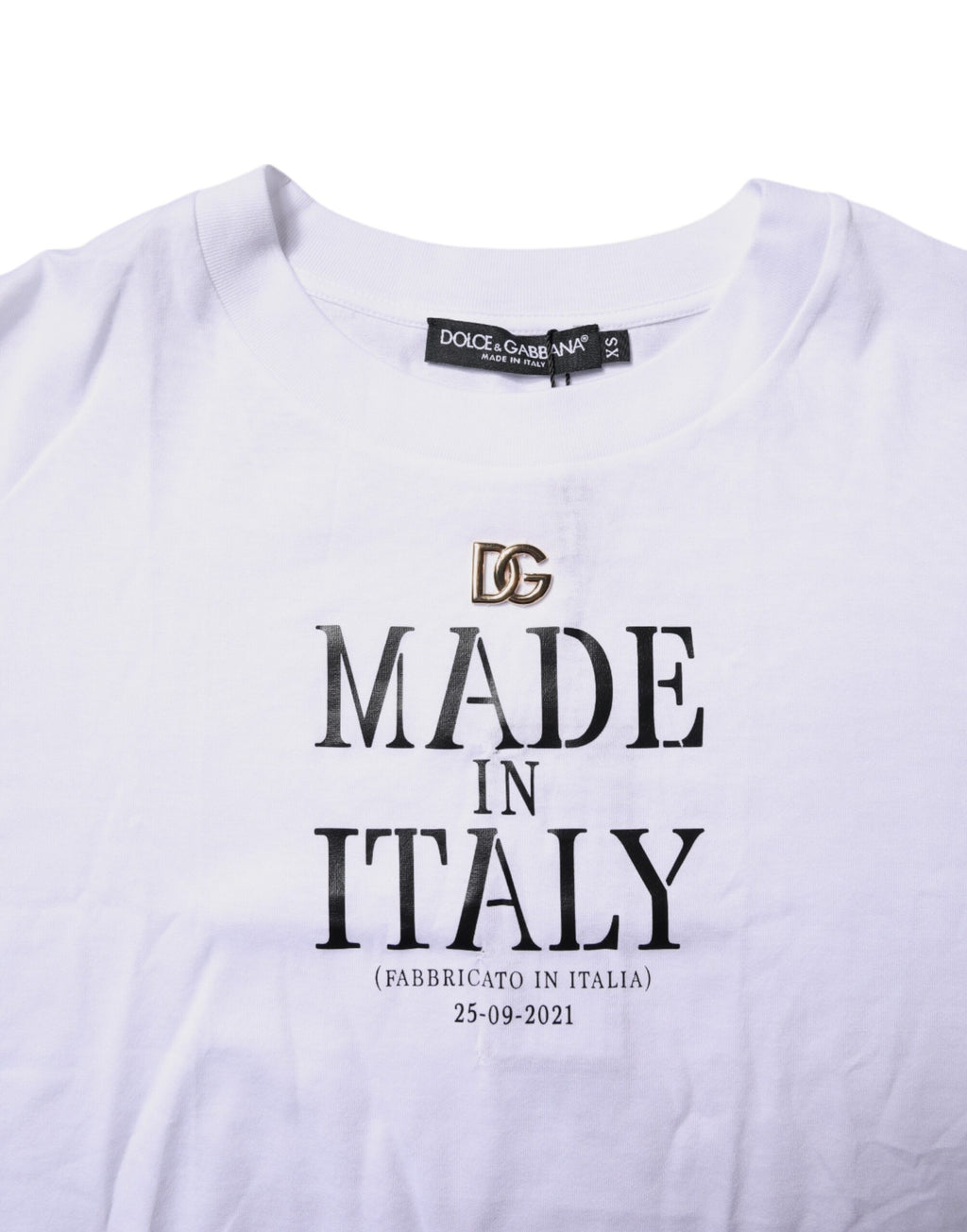 White Short Sleeves DG Logo Print Top T-shirt