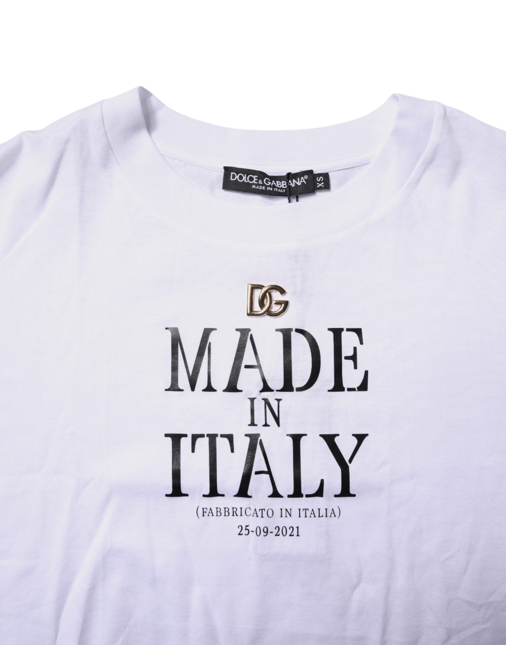 White Short Sleeves DG Logo Print Top T-shirt