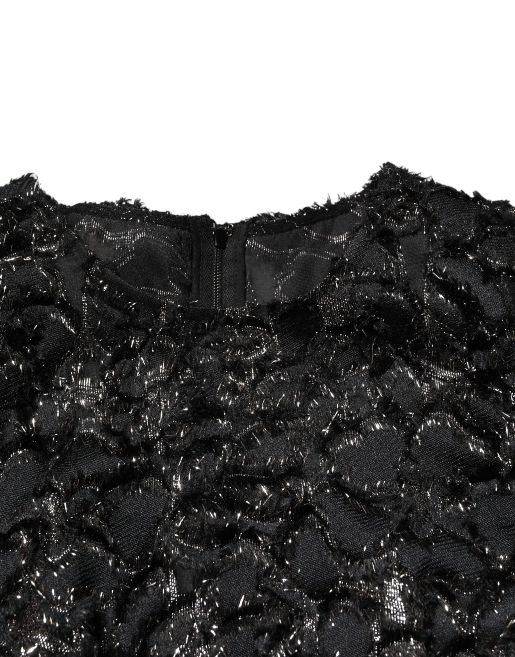Black Sequin Bouclé Tweed Sheath Dress