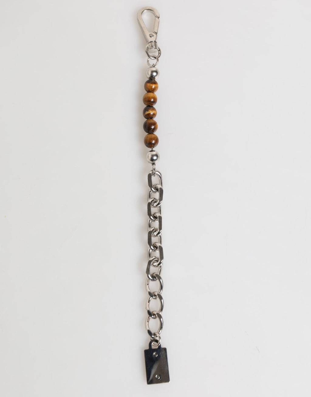 Silver Chain Brass Beaded Lobster Clasp Logo Men Bracelet