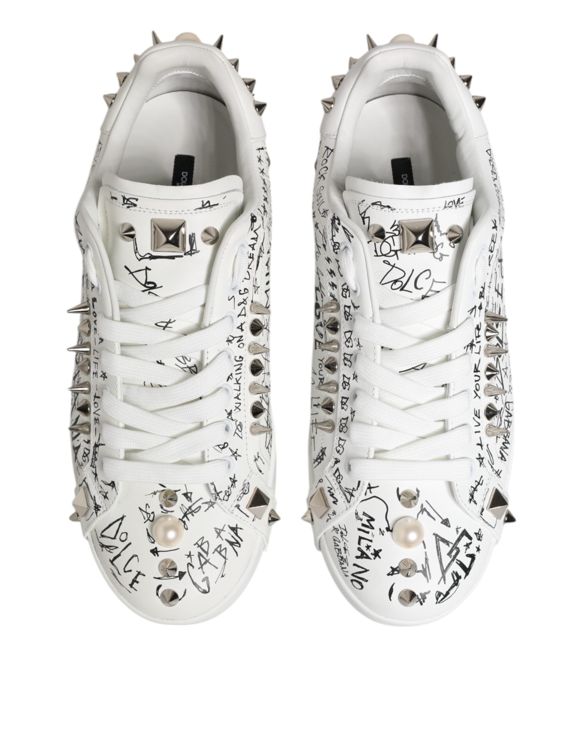 White Portofino Studded Men Sneakers Shoes