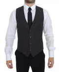 Gray Striped Formal Dress Gilet Vest