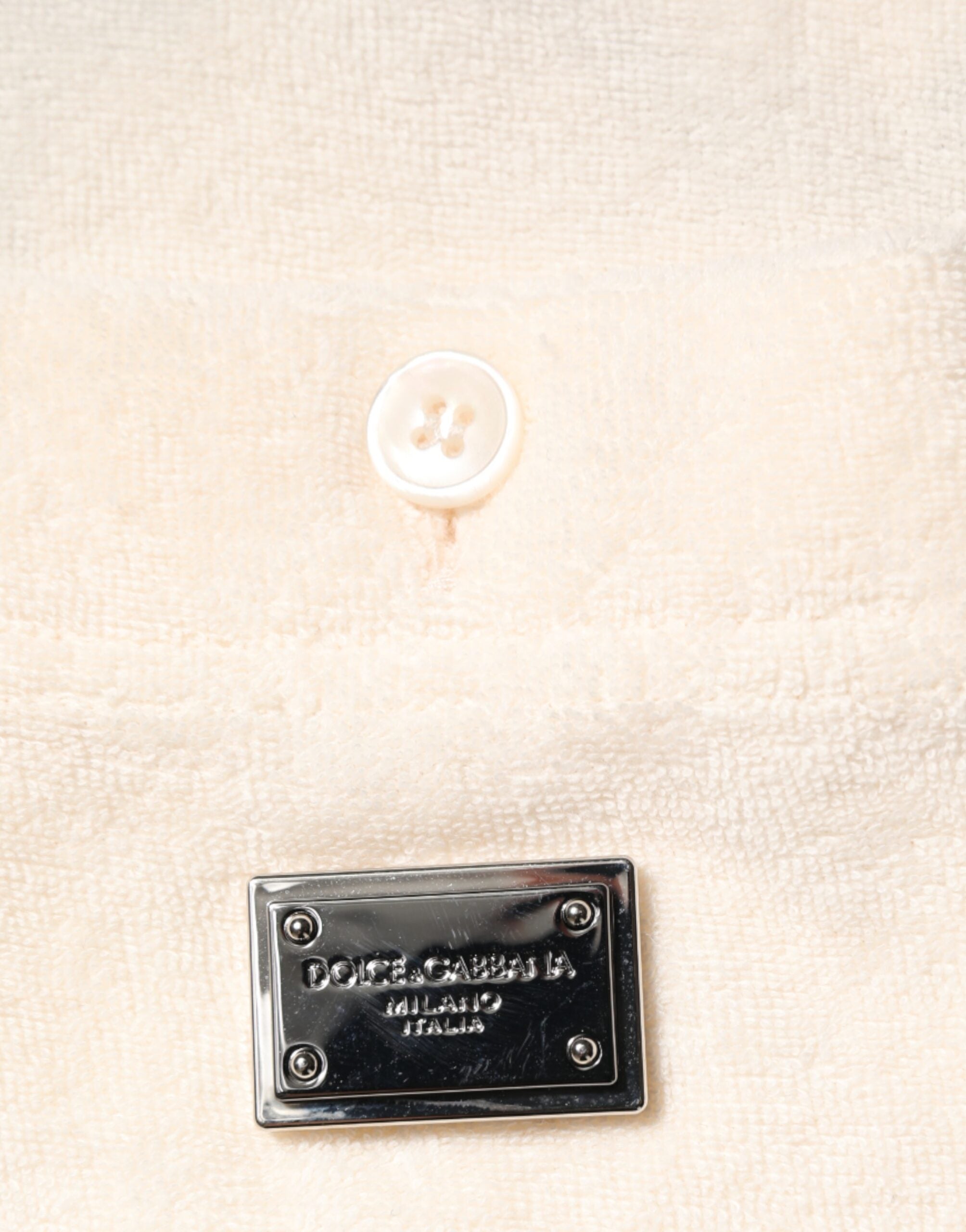 Ivory Cotton Terry Logo Pocket Polo T-shirt