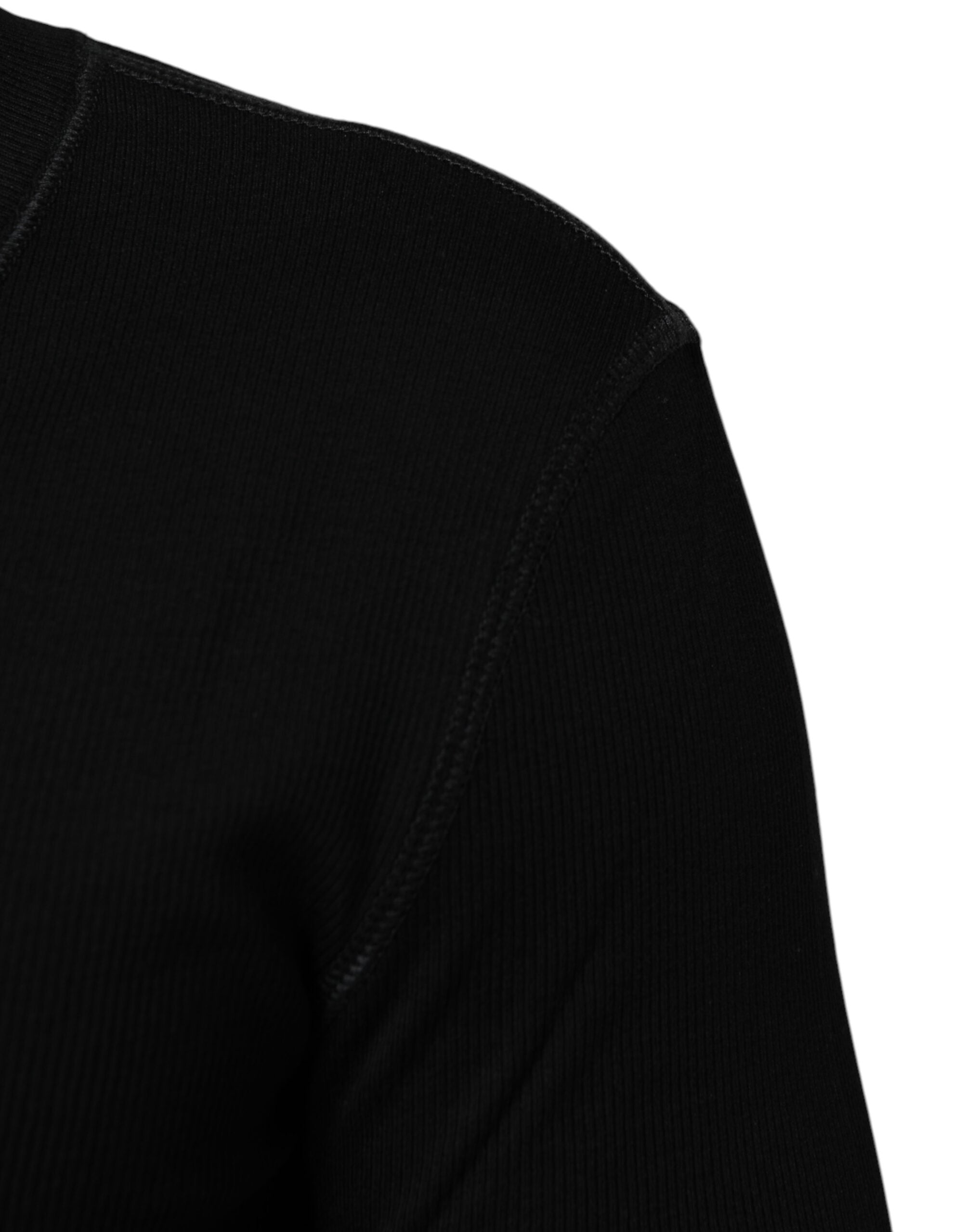 Black Cotton Button Up Men Cardigan Sweater