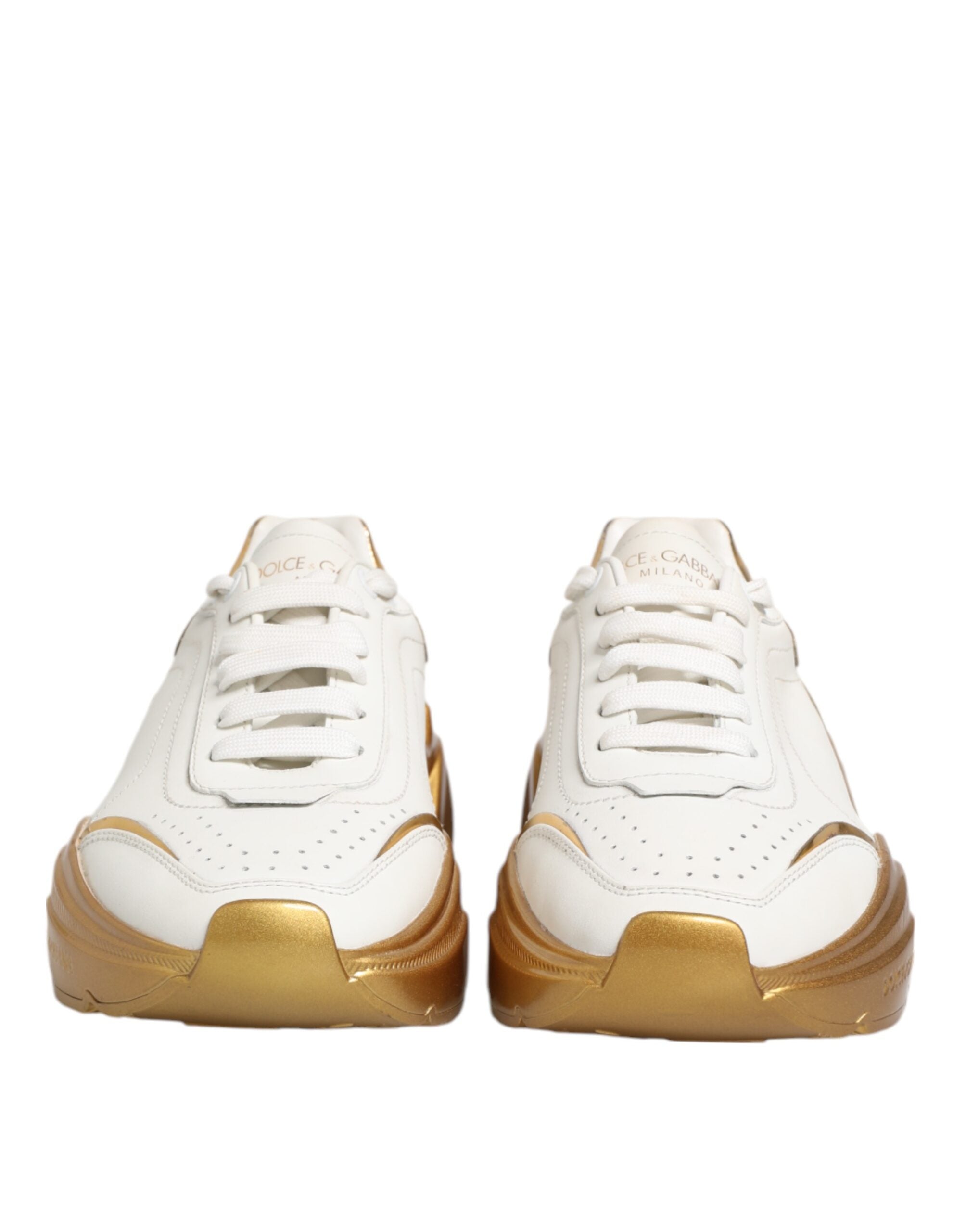 White Gold DAYMASTER Leather Sneakers Womens Shoes