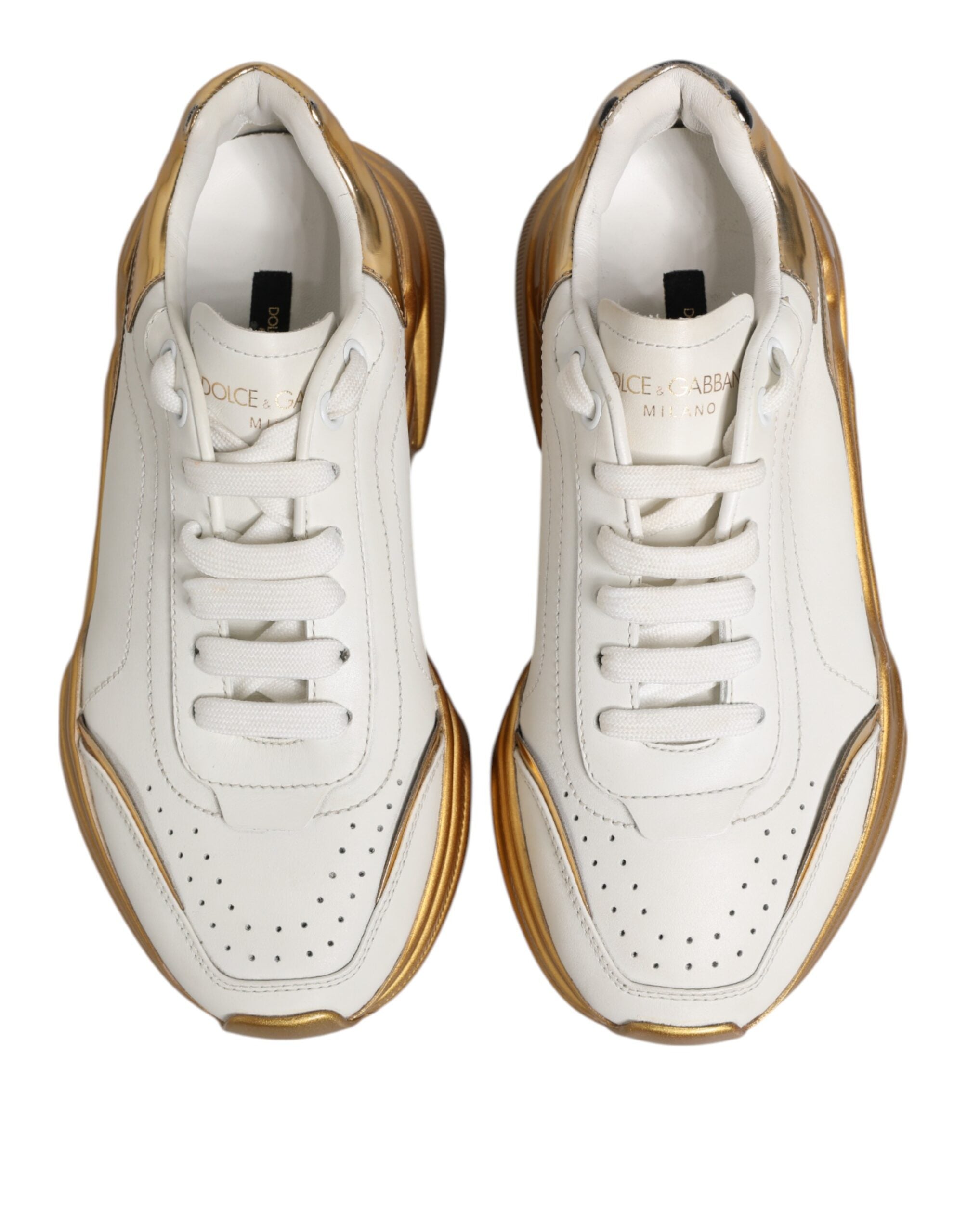 White Gold DAYMASTER Leather Sneakers Womens Shoes