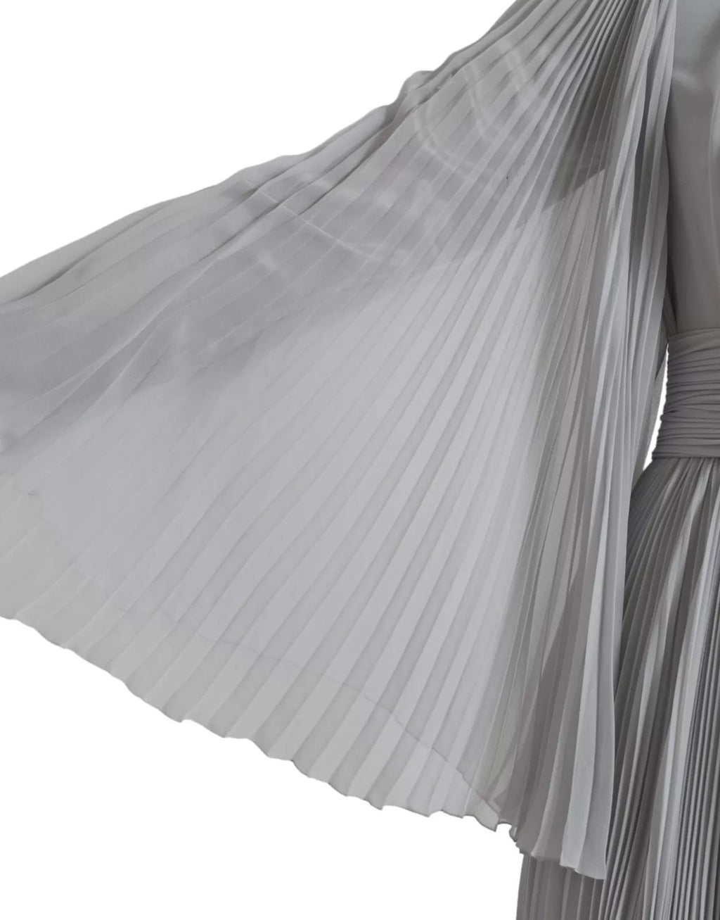 Light Grey Polyester Pleated Long Maxi Dress