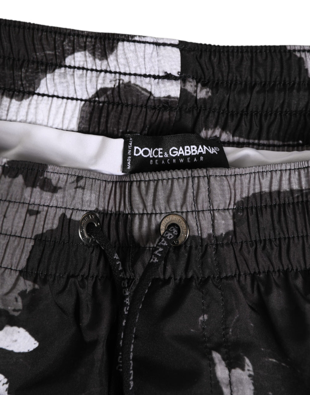 Black White Camouflage DG Logo Men Swimwear