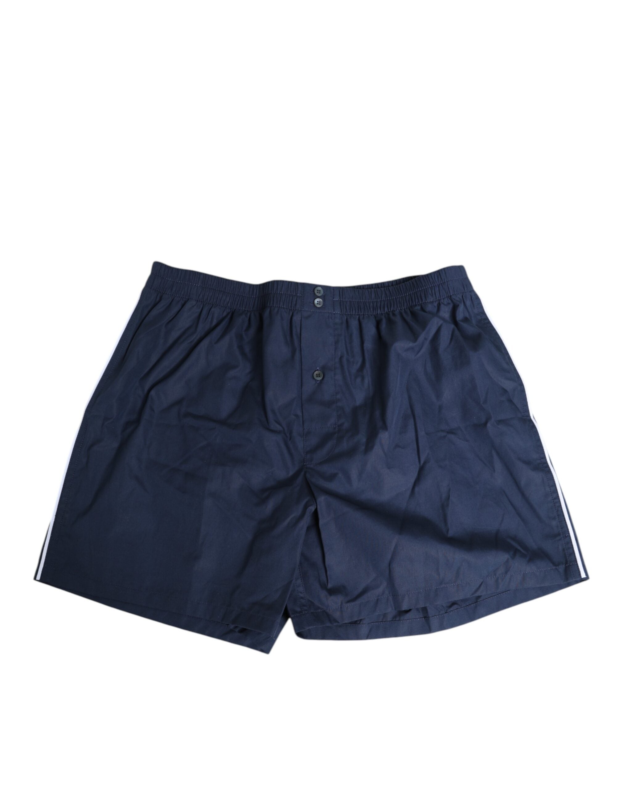 Navy Blue Cotton Elastic Waistband Button Swimwear