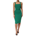 Dark Green Sleeveless Rayon Bodycon Dress