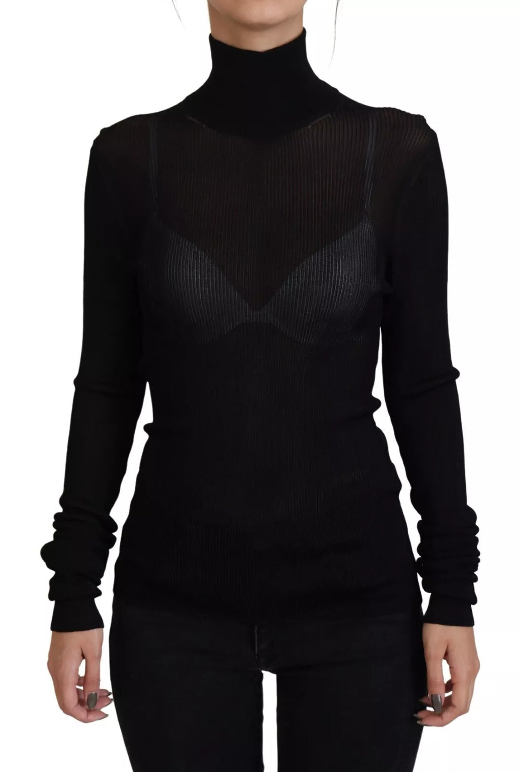 Black Turtleneck Slim Fit Pullover Sweater