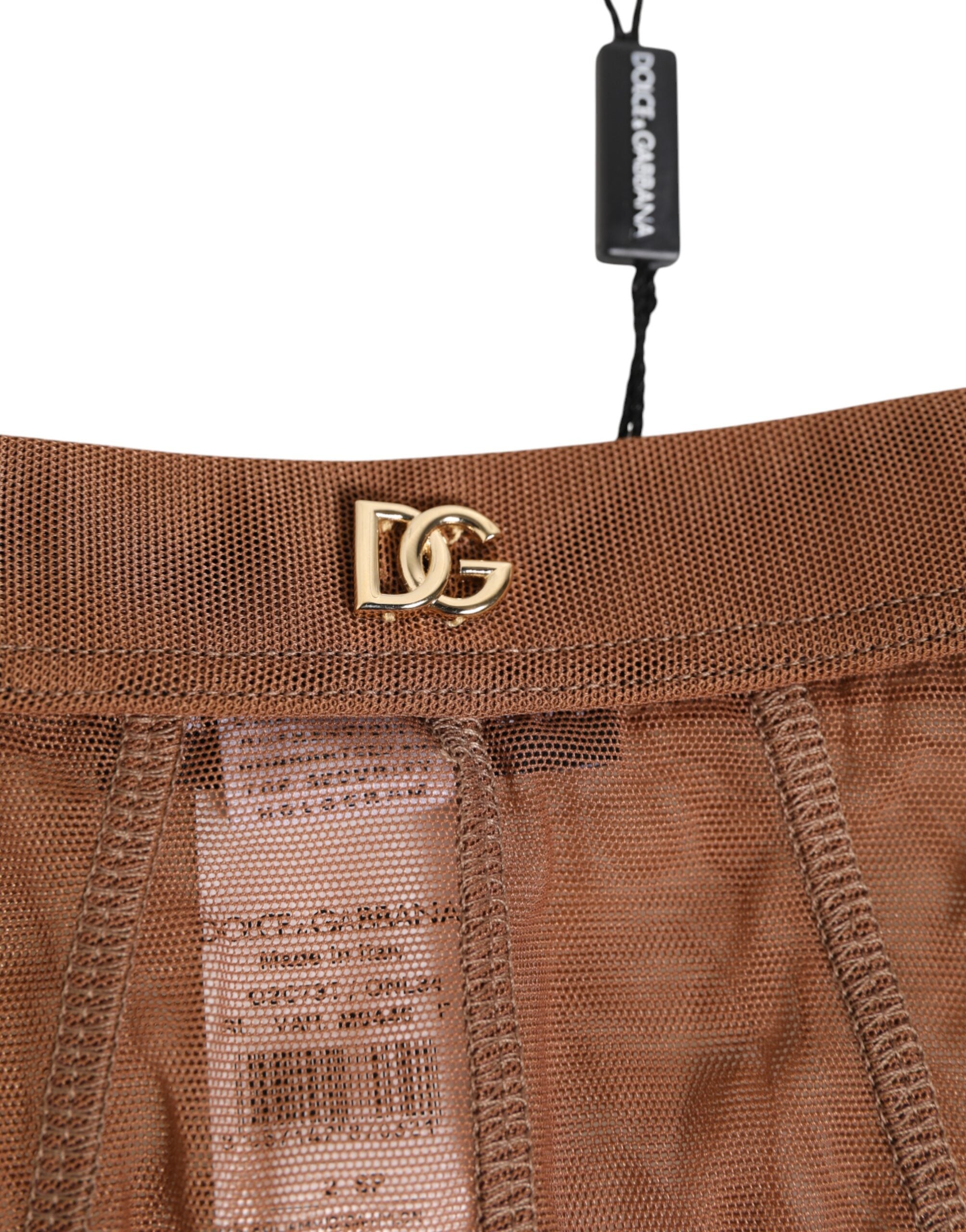 Brown Sheer Mesh High Waist Briefs Underwear