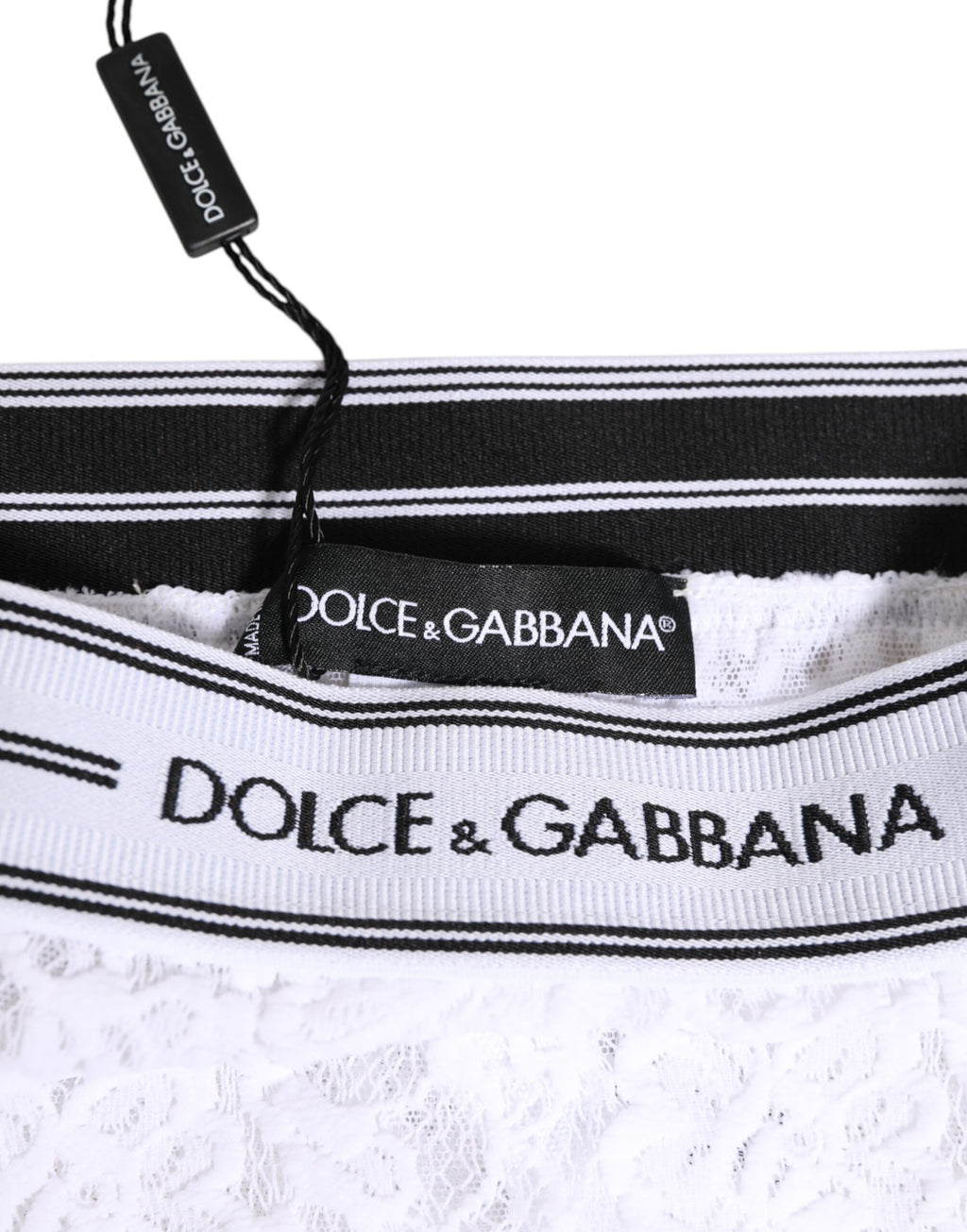 White Lace Slip Brief Logo Waistband Underwear