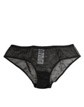 Black Sheer Mesh Lace Polka Dot Logo Underwear