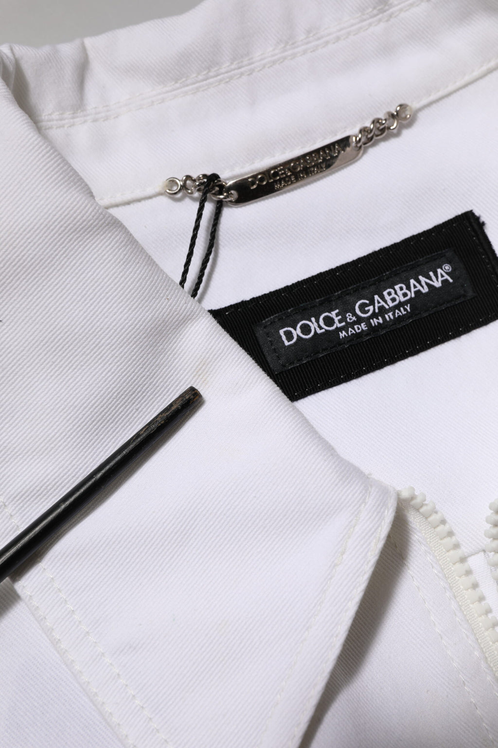 White Barcode Patch Utility Zip Jumpsuit Pants