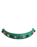 Green Embellished Leather Bag Handle Women Shoulder Strap