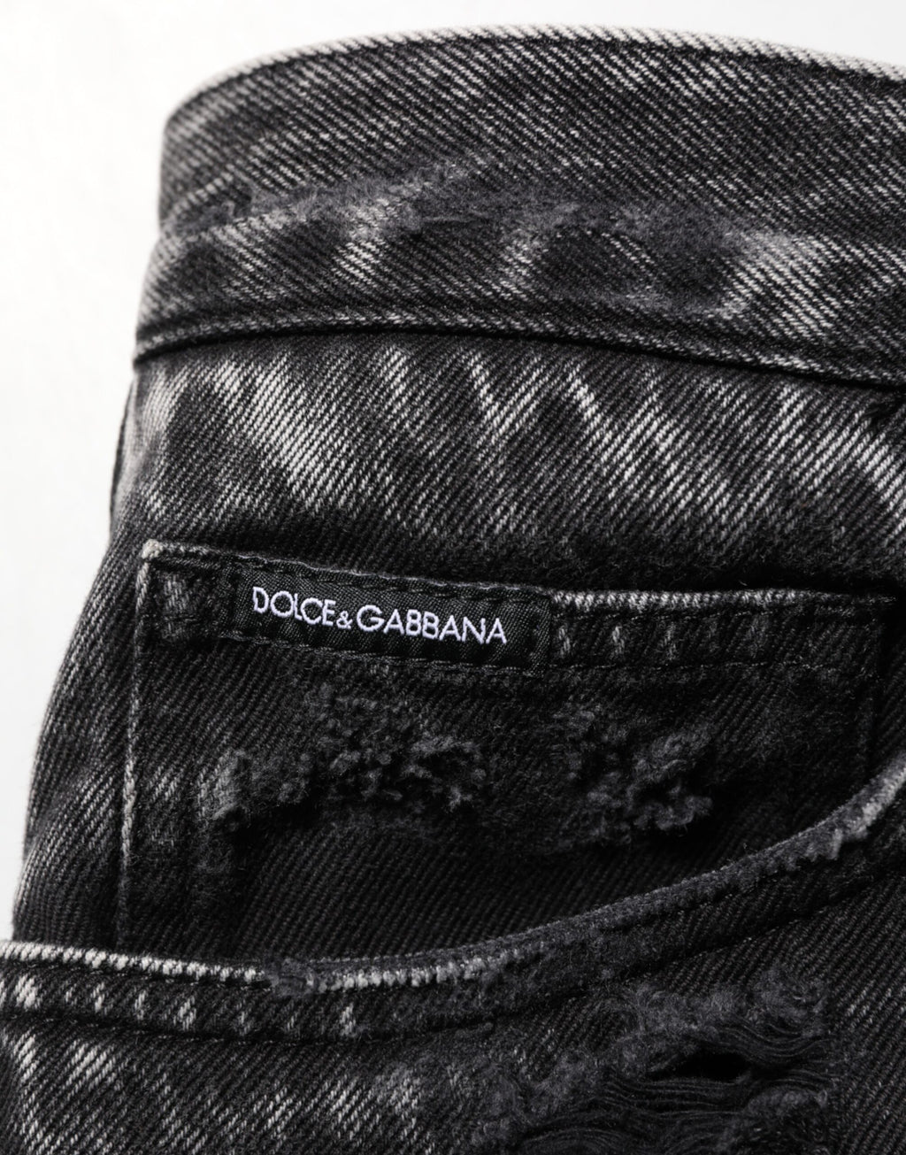 Black Washed Ripped Loose Cotton Denim Jeans