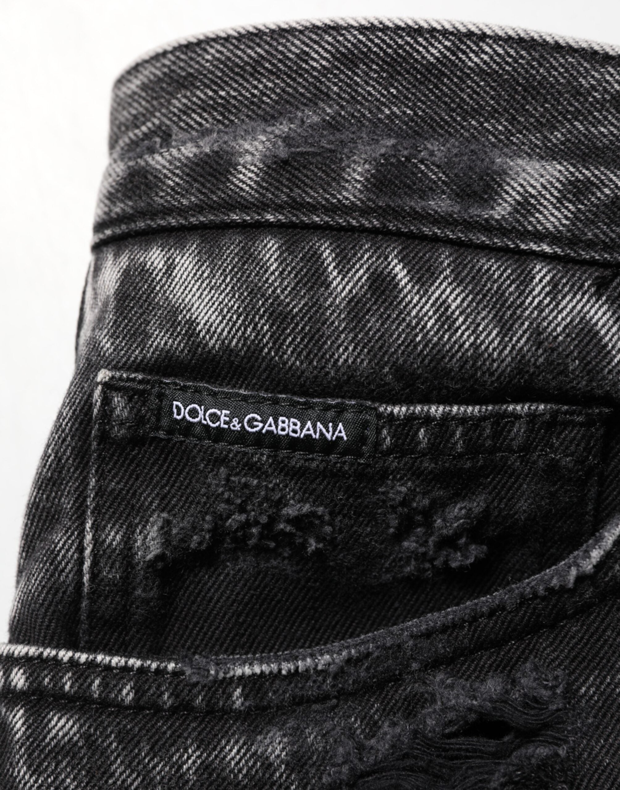 Black Washed Ripped Loose Cotton Denim Jeans