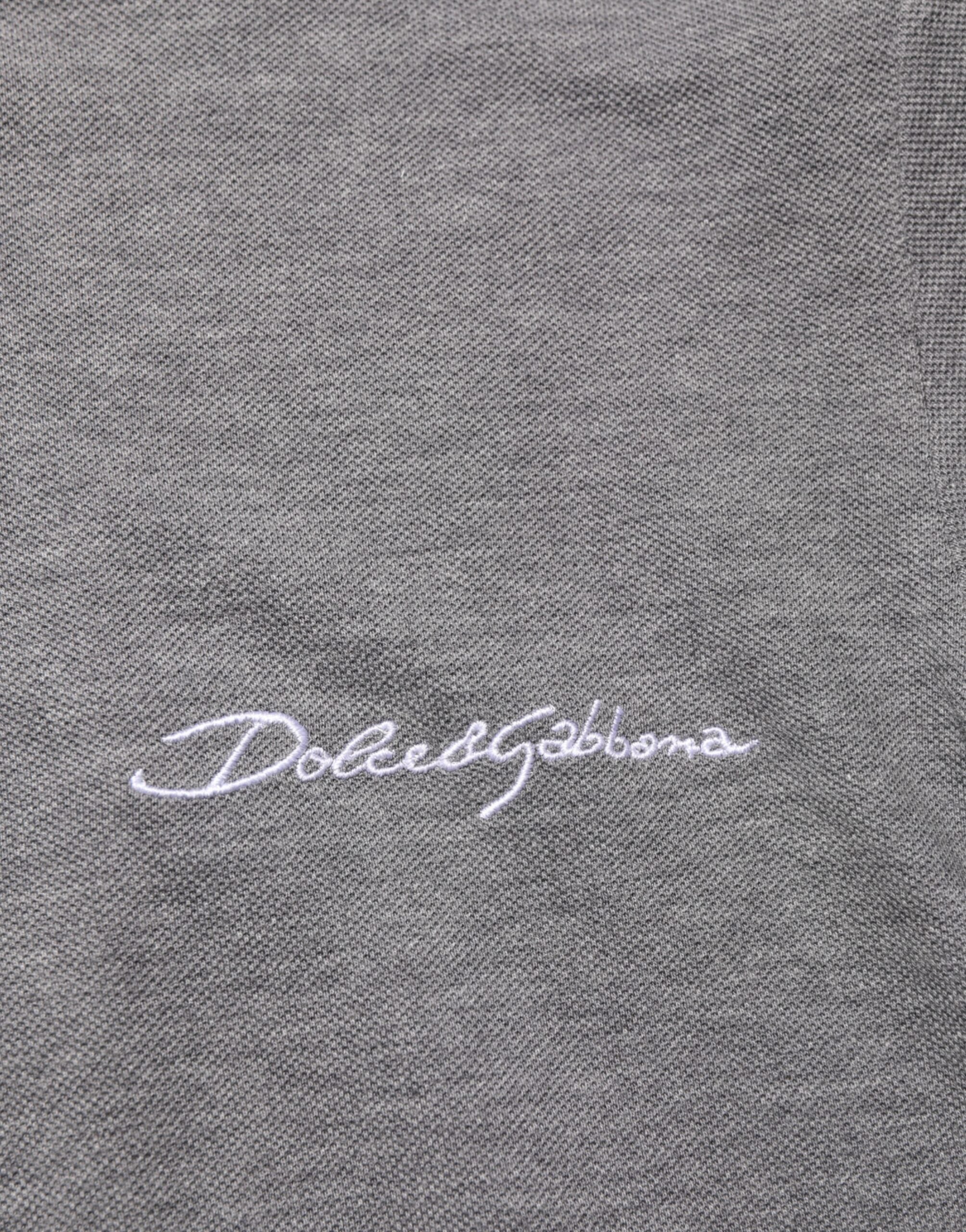Gray Logo Embroidery Collared Polo T-shirt
