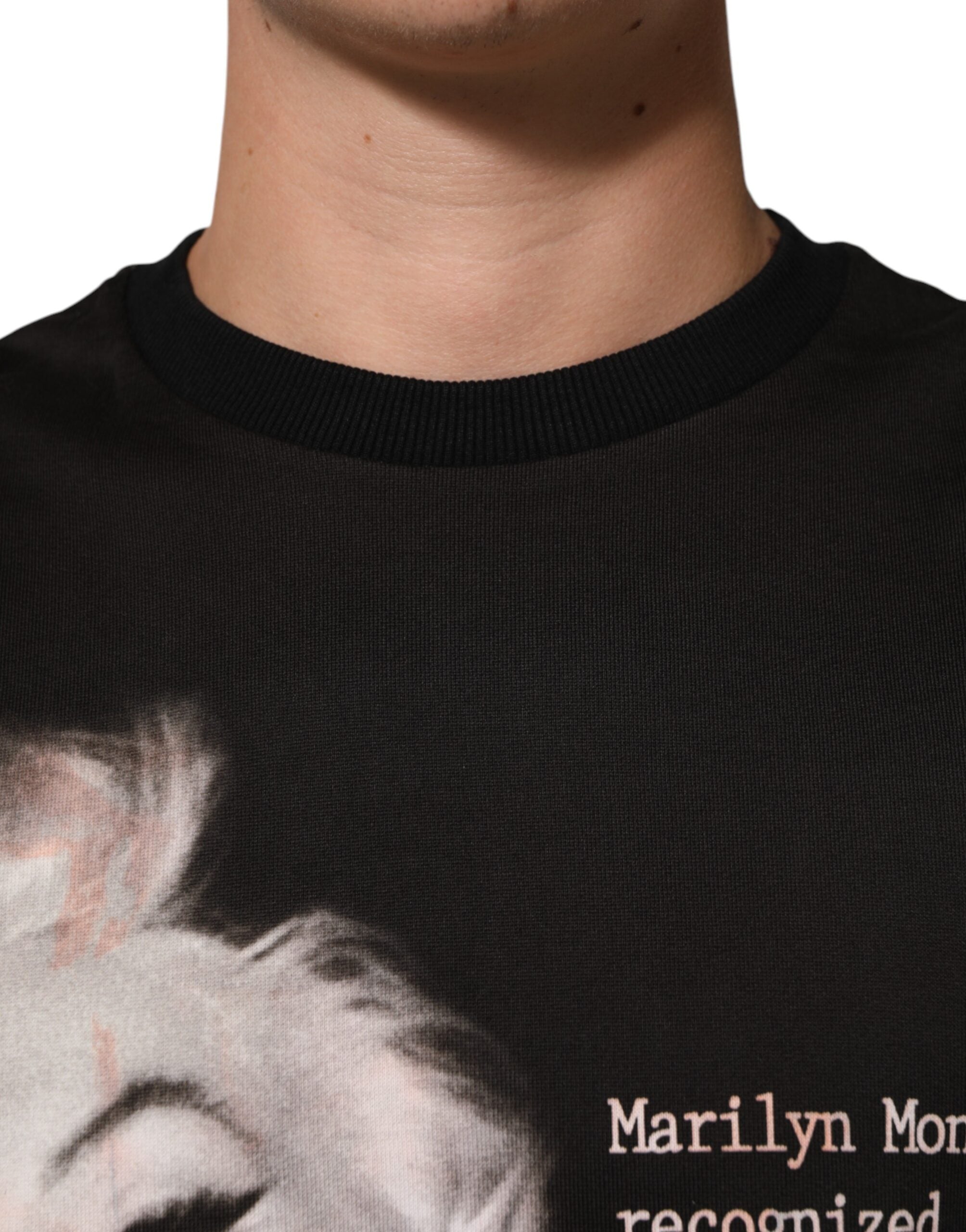 Black Marilyn Monroe Cotton Crew Neck T-shirt