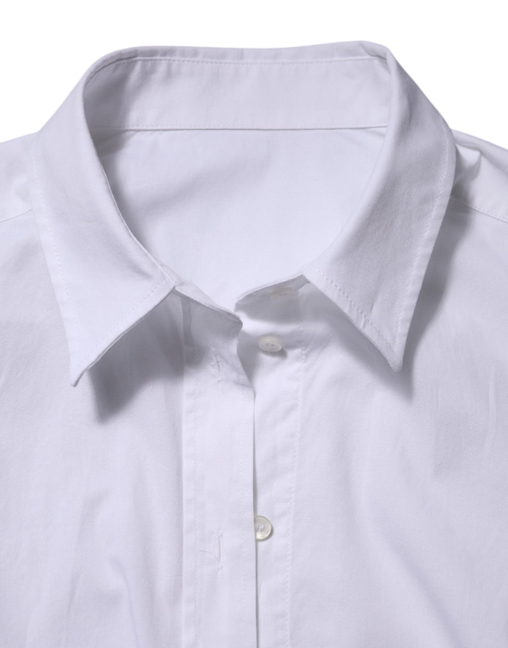 White Cotton Collared Buttoned Dress Shirt Top