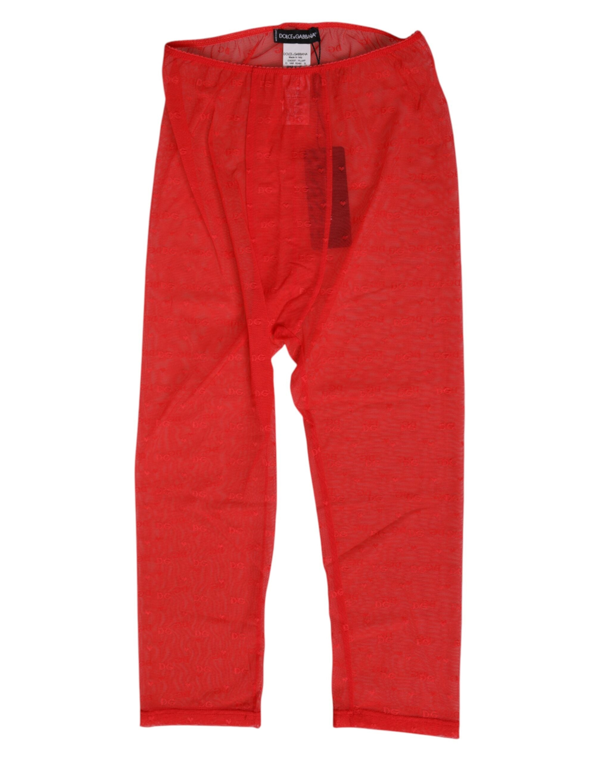Red Logo Lace Tight Midi Trousers Underwear