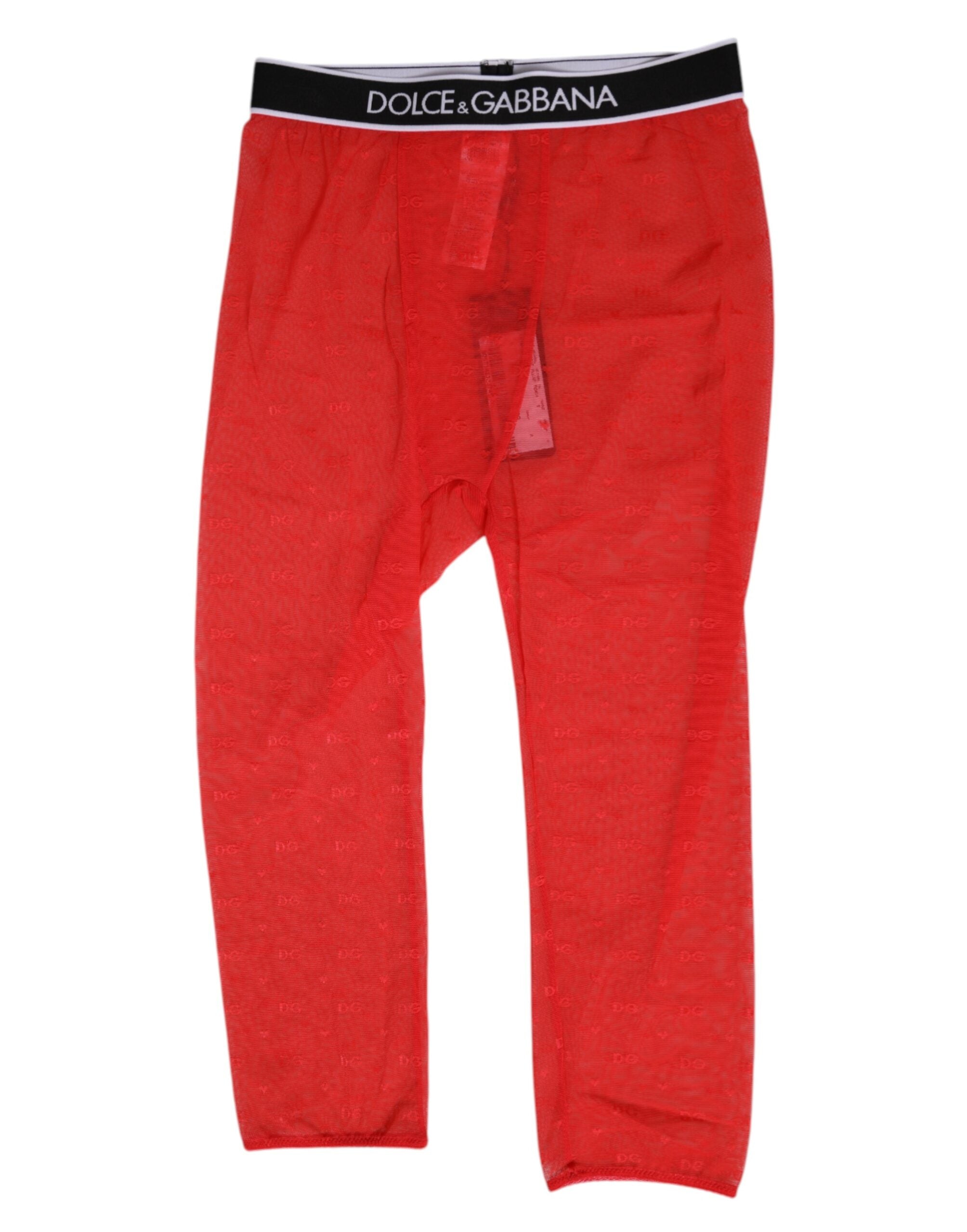 Red Logo Lace Tight Midi Trousers Underwear