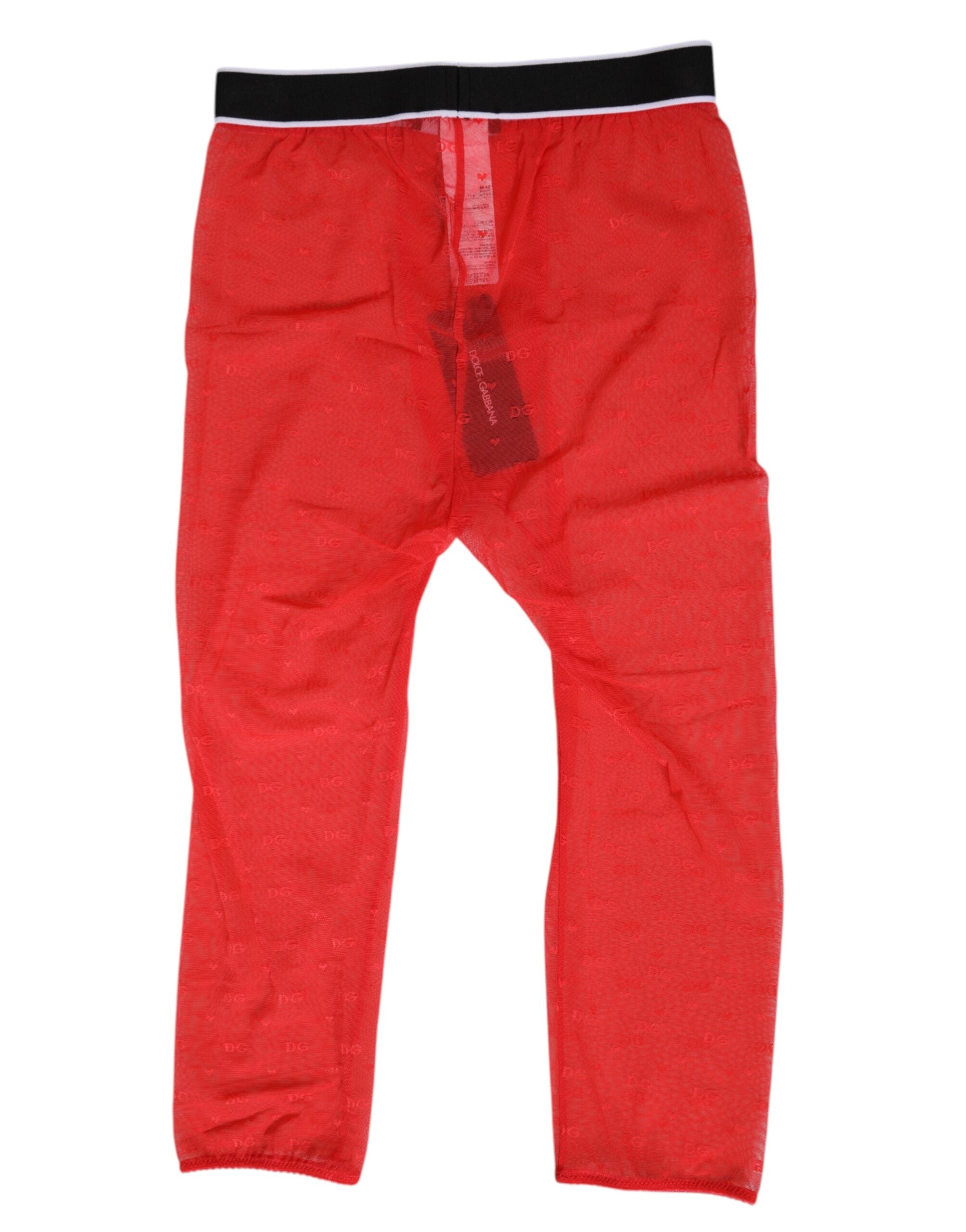 Red Logo Lace Tight Midi Trousers Underwear