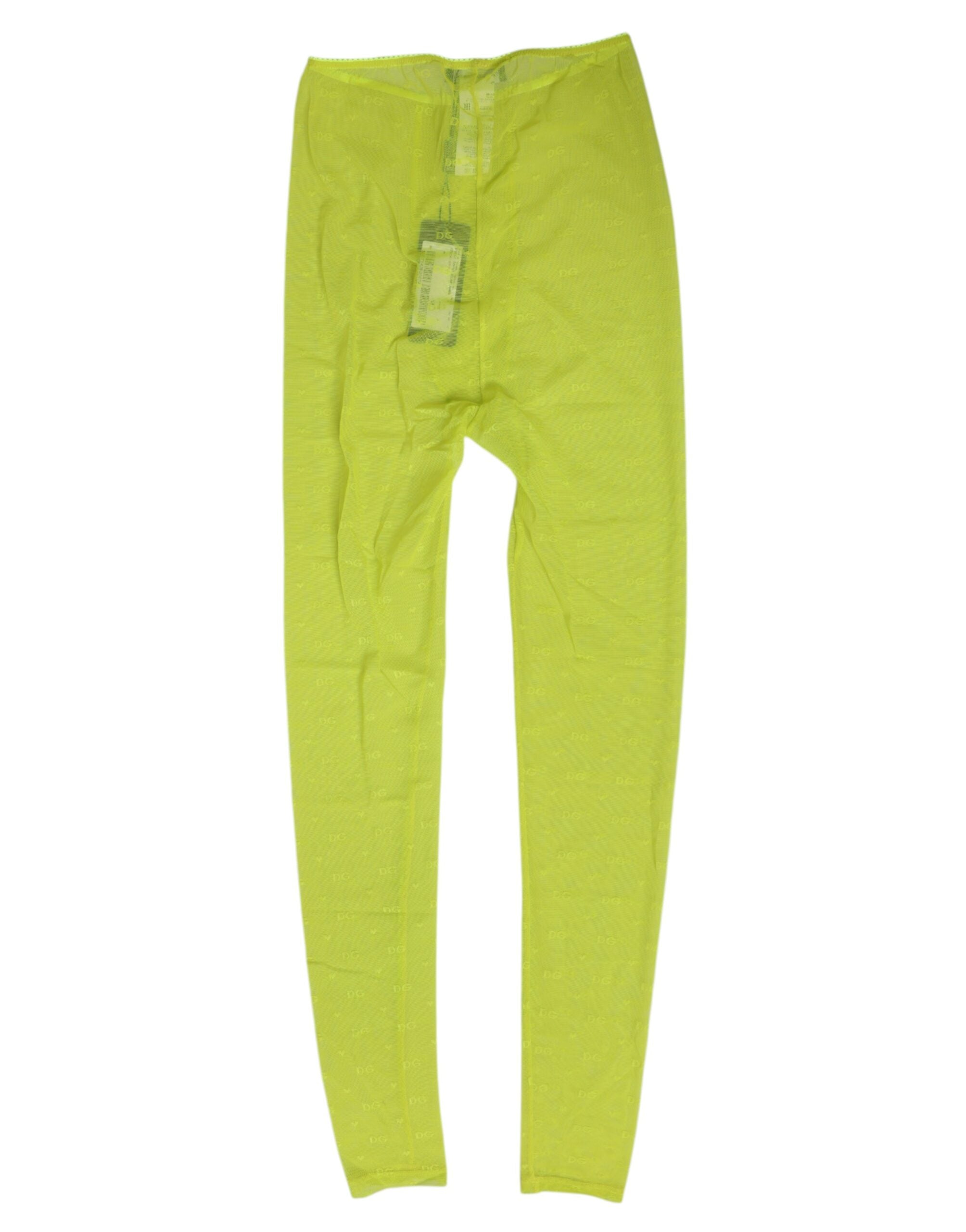 Neon Green Nylon Logo Lace Leggings Pants Underwear