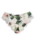White Silk Satin Floral Lace Trim Slip Underwear