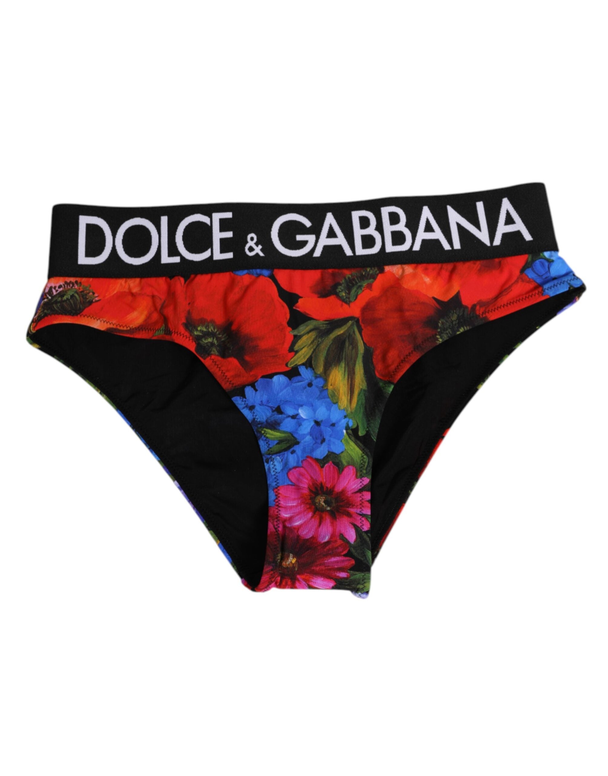 Black Floral Print High Waist Panty Underwear