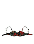 Black Floral Nylon Padded Balconnet Bra Underwear