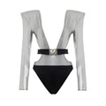 Gray Viscose One-Piece Swimsuit