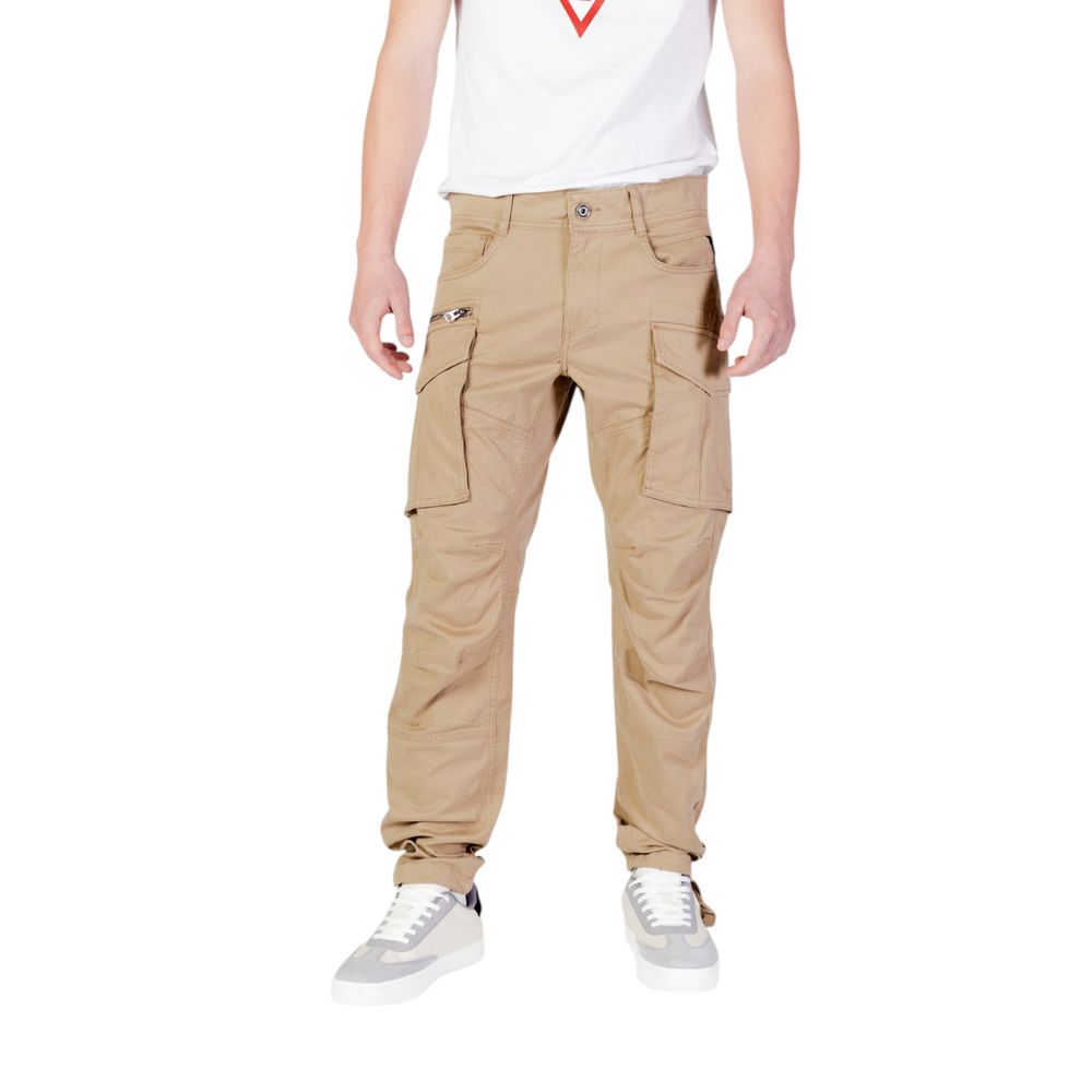 Beige Cotton Relaxed Fit Jeans