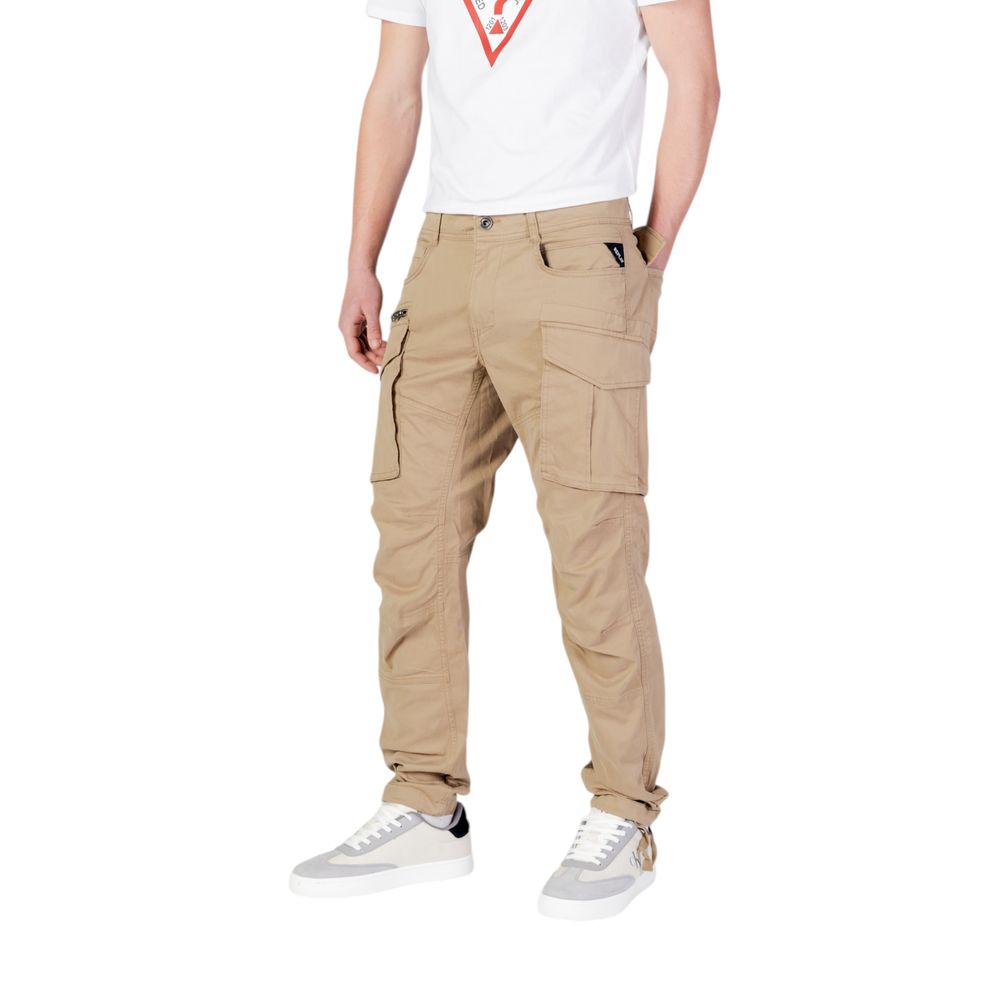 Beige Cotton Relaxed Fit Jeans