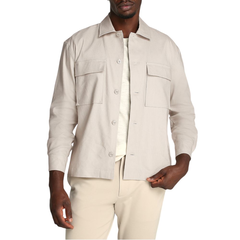 Beige Lyocell Jackets And Coat