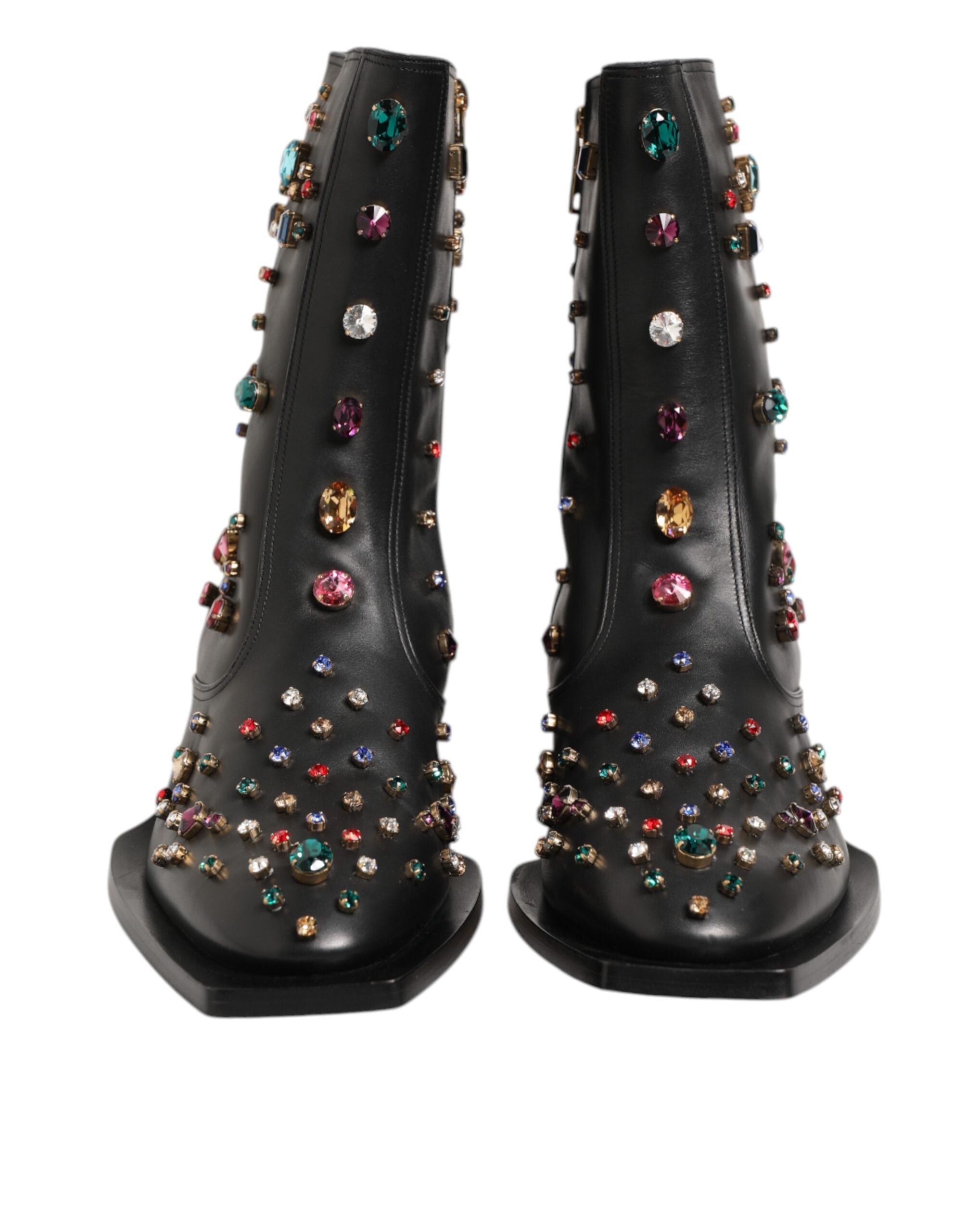 Black Crystal Embellished Men Short Boots Shoes