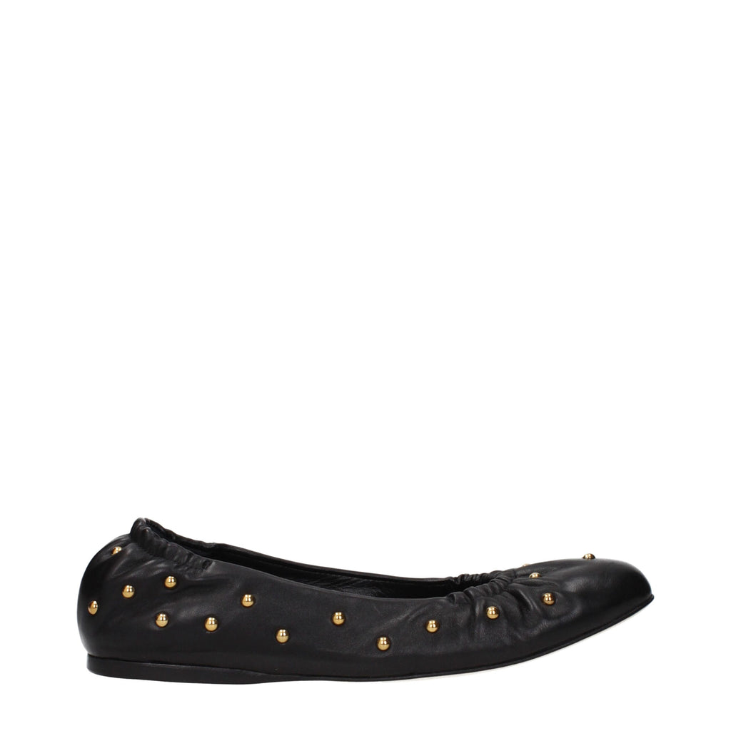 Black Leather Ballet Flats