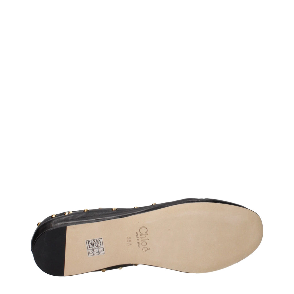 Black Leather Ballet Flats