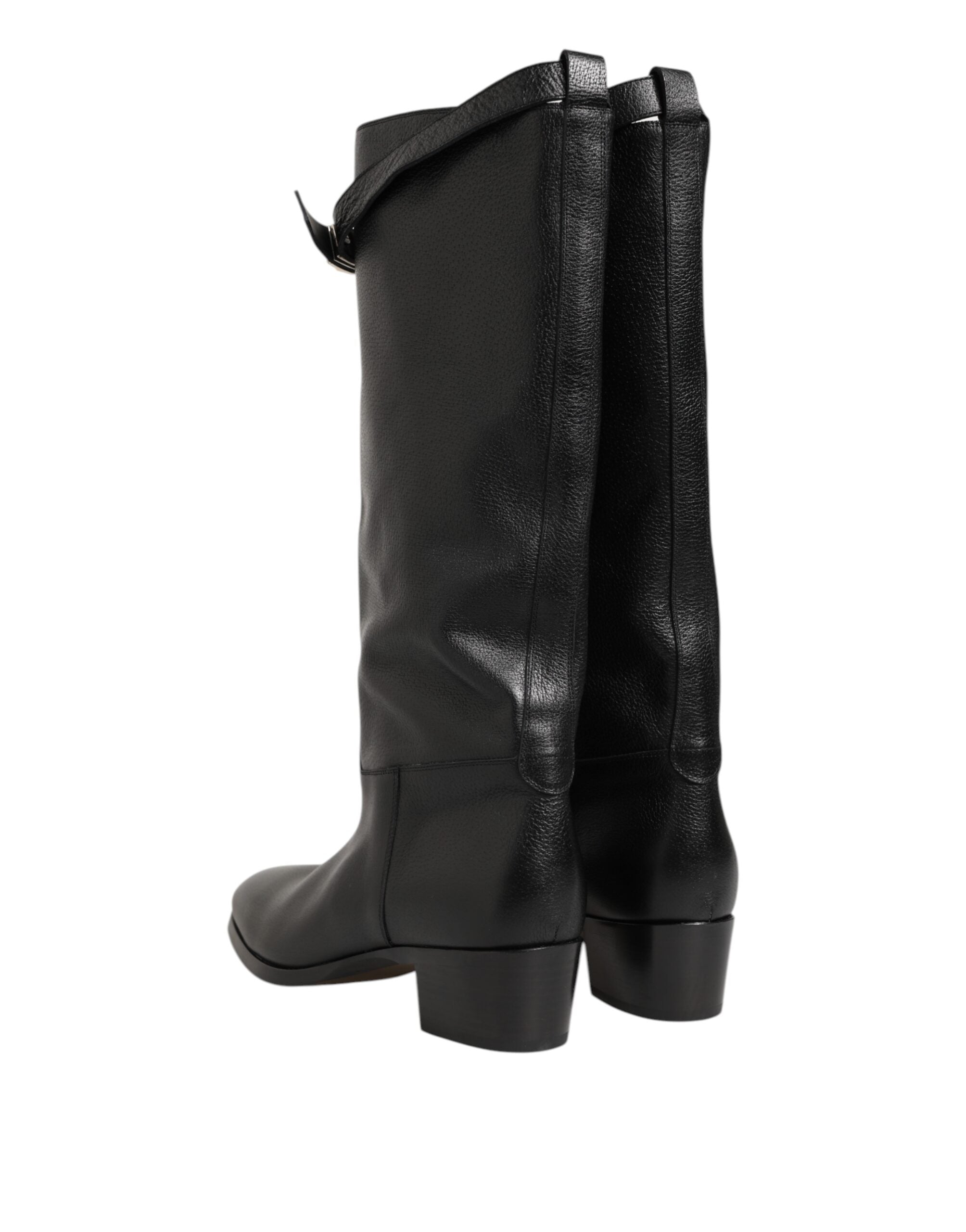Black Logo Plaque Over The Calf Boots Shoes