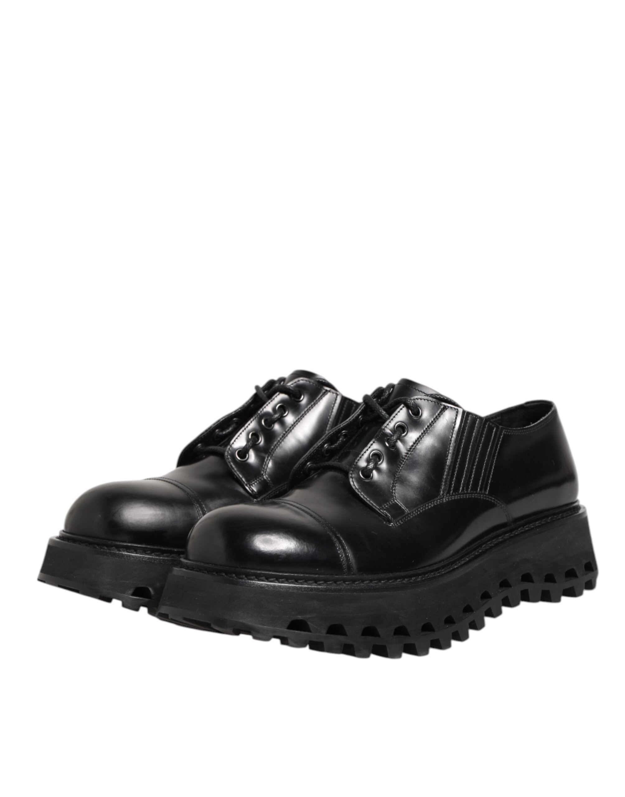 Black Leather Lace Up Derby Men Dress Shoes