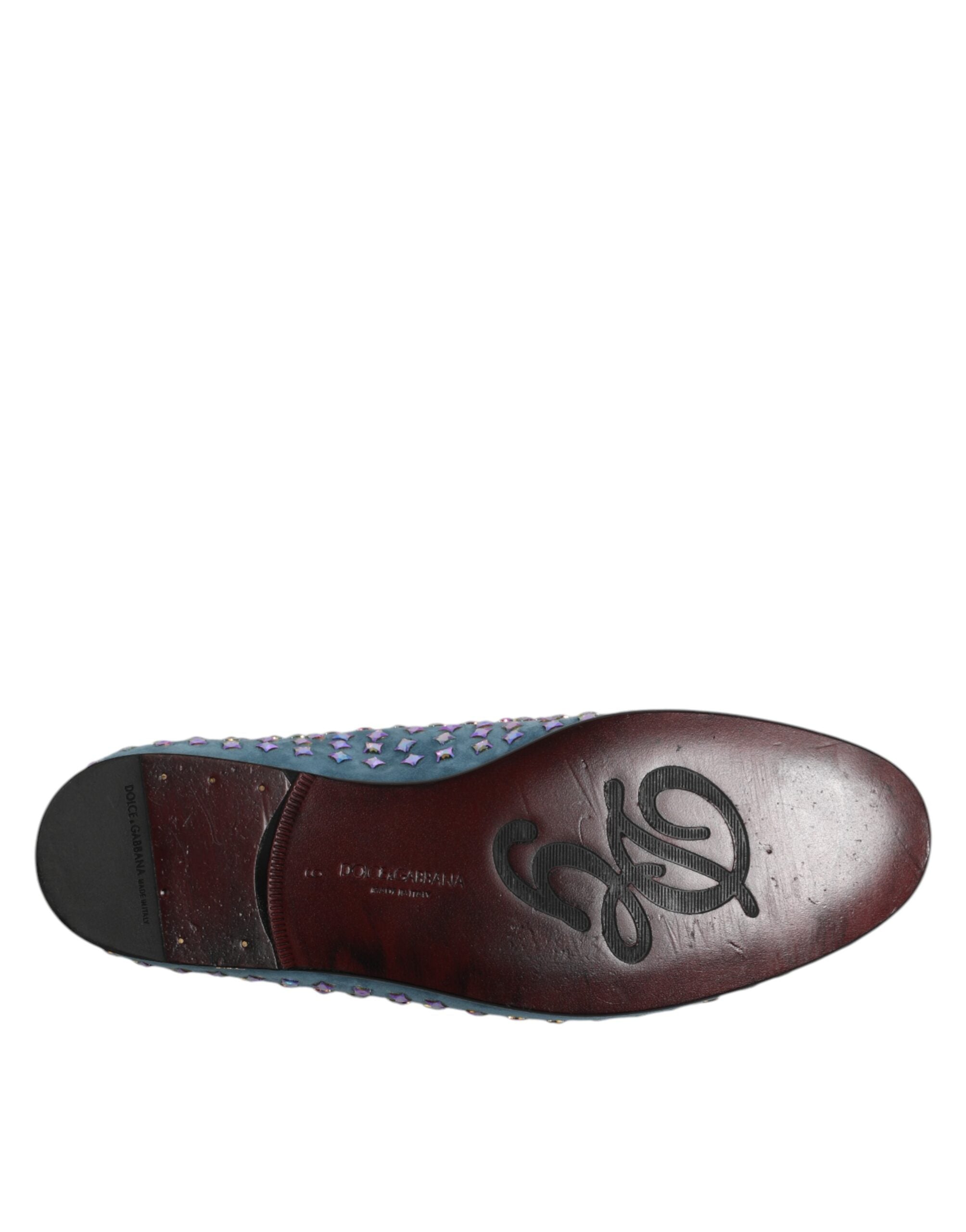 Blue Suede Studded Dress Men Loafers Shoes