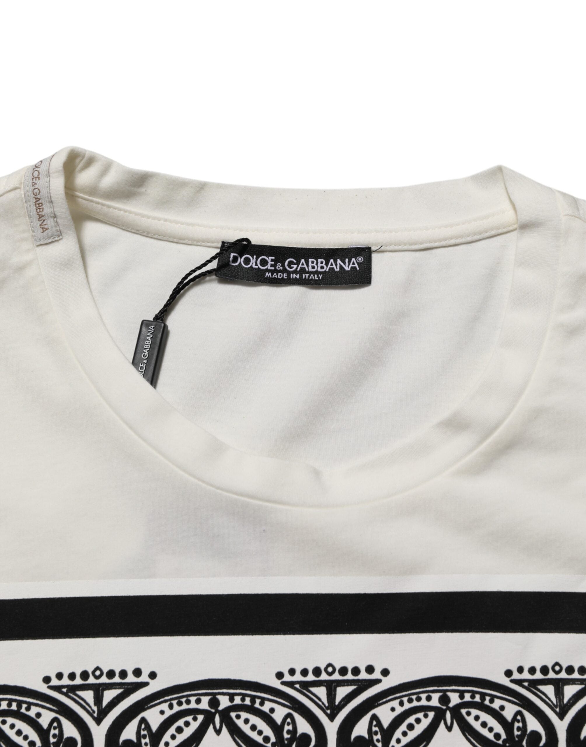 White Cotton Logo Bandana Print Men T-shirt